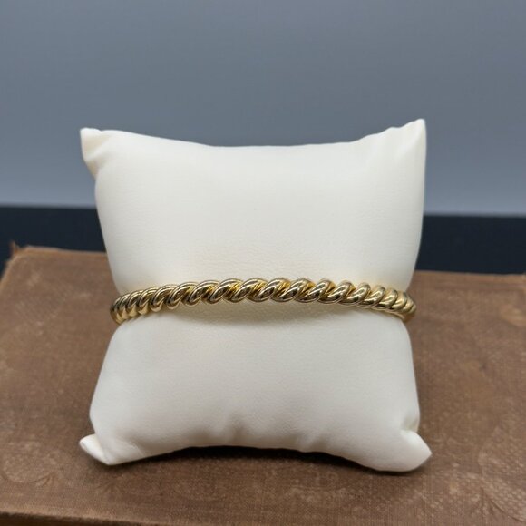 Vintage Henkel Grosse Germany 1970 Signed Gold Tone Twist Bangle Bracelet - Picture 5 of 9